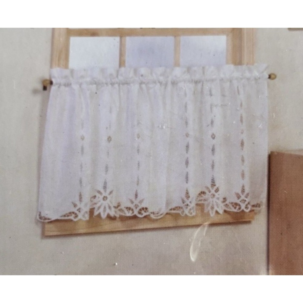 Home Trends Arctic White BATTENBURG LACE Cafe Curtains 60" X 24" -VTG NIP